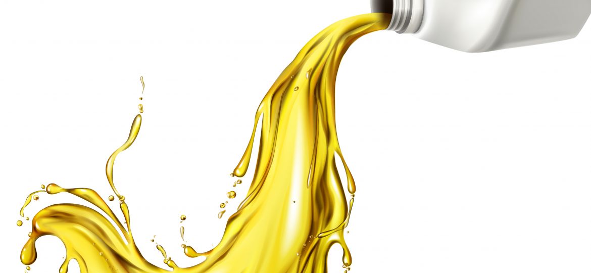 Car lubricant spilling from blank bottle vector